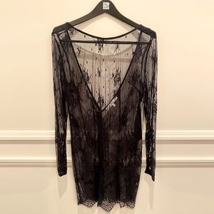 Lovers + Friends Sheer Black Lace Dress